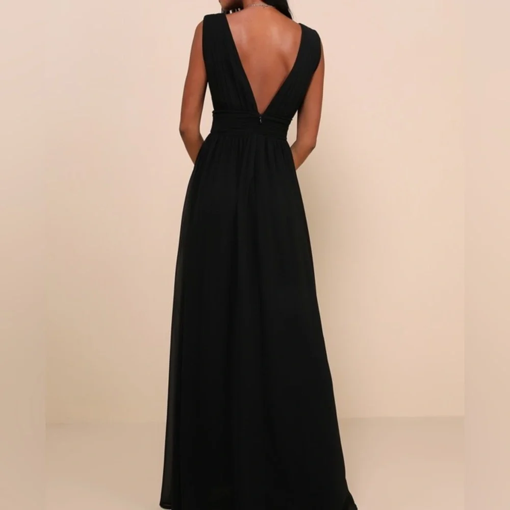 Lulus Heavenly Hues Black Maxi Dress | Formal Gown w/ Slit /Size M/NWT - Picture 3 of 10